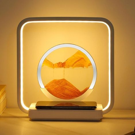 LIROPAU Arte di sabbia rotante, arte di sabbia fluida con luce LED, pittura di sabbia dinamica 3D, paesaggio di sabbia animato con ricarica wireless per la decorazione dell'ufficio (arancione) (1/5)
