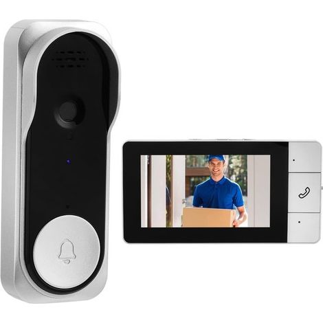 Kabellose Türklingel mit Kamera Videotelefon für den Außenbereich IP65 wasserdichte Video-Türklingel 1080p mit 4 3-Zoll-Bildschirm 360 Nachtsicht 4,3 (1/2)