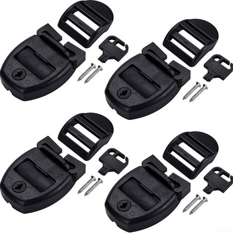 Lot de 4 loquets de rechange pour housse de spa avec clés pour jacuzzi – Boucle thermoplastique résistante aux intempéries pour sangles de 25 à 33 mm (1/5)