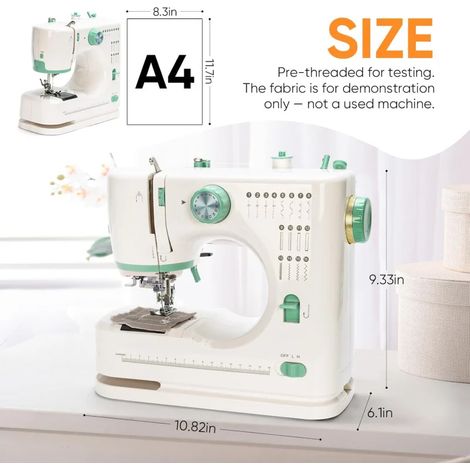 Mini machine à coudre à double vitesse, mode double aiguille et double fil à 16 aiguilles, adaptée aux débutants et à un usage domestique. (1/5)