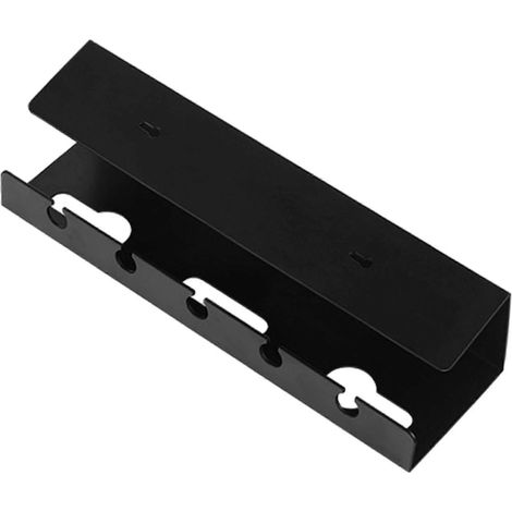 Gestion des câbles sous table, support de câbles robuste et auto-adhésif sans vis, pour meuble TV, bureau ou table de chevet, noir. (1/5)