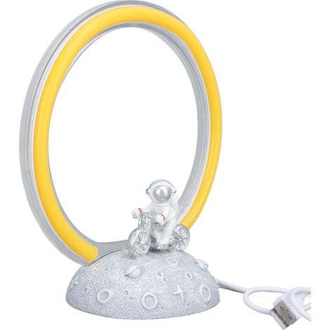 Lampe de chevet USB acrylic miniature astronaute LED jaune déco table chambre enfant 5V (1/5)