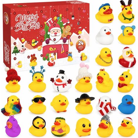 Calendrier de l'Avent Canards en Caoutchouc 2026, Compte à Rebours de Noël de 24 Jours avec 24 Canards de Bain, Calendrier de l'Avent Enfant, Jouets de Bain