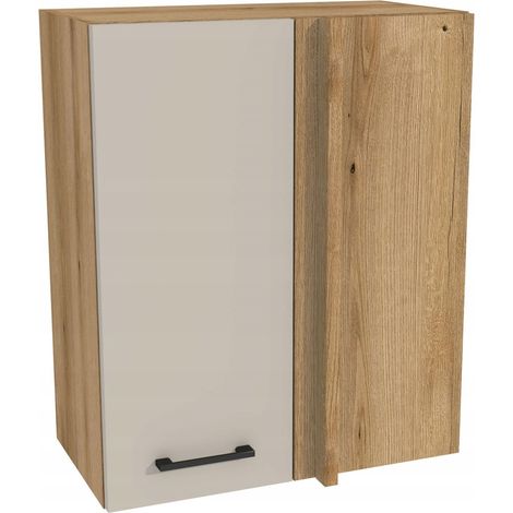 Oberer Eckküchenschrank 65/72 Capri-Korpus Eiche Evoke Front Kaschmir Ma (1/3)