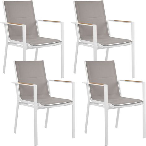 Set of 4 Garden Chairs BUSSETO Metal Grey (1/5)