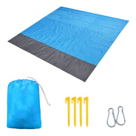 Tapis de Plage 200 x 175 cm Couverture de Pique-Nique avec 4 piquets Fixes pour la Plage Camping Pique-Nique et Autres activités de Plein air (1/5)