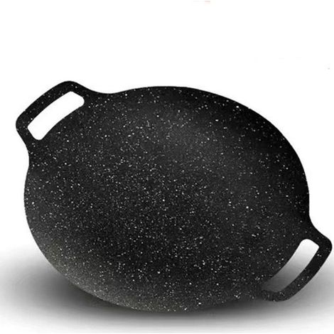 Coréenne plaque de cuisson 34cm Tour Antiadhésive Grillpfanne, de plein air de Camping Portable Barbecue Poêle avec Poignée en Alliage d'aluminium de Corée, Plaque de cuisson Grillaufsatz pour plaque (1/5)