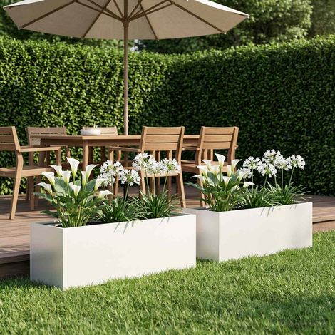 Cache-pot de jardin 2 pc Blanc 80 x 30 x 30 cm (1/5)