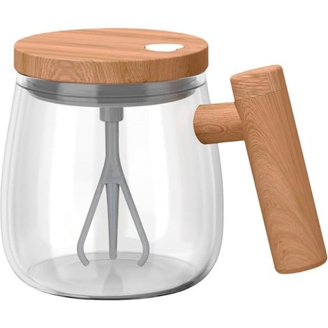 Mug à café automatique 400 ml – Mug électrique mélangeur avec couvercle, portable (érable) (1/5)