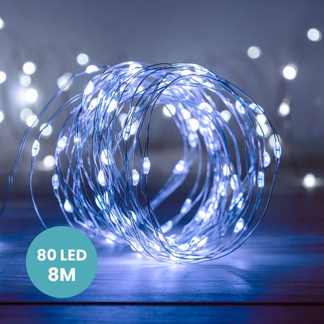 Guirlande 80 Micro LED Argent Blanc Froid 8M (1/3)