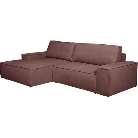 Divano letto in Tessuto testurizzato Terracotta - Angolo a sinistra - AMELIA (1/5)