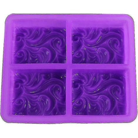 Moule à savon carré en silicone 3D ondulé, 4 trous (1/5)
