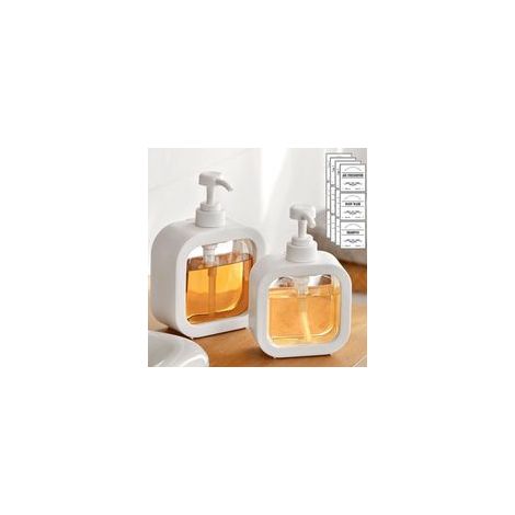 Lot de 2 Distributeurs de Savon Rechargeables 300ml Pour Cuisine et Salle de Bain, Design Moderne et Étanchéité