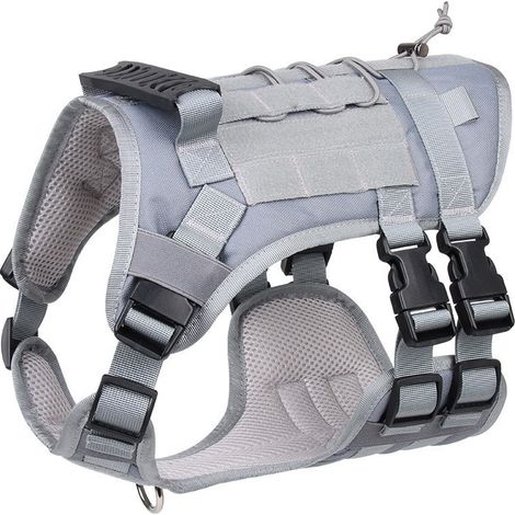 Sele tactique pour chiens grands et moyens, harnais militaire sans traction avec poignée, gilet ajustable pour dressage, chasse et promenades (g... (1/5)