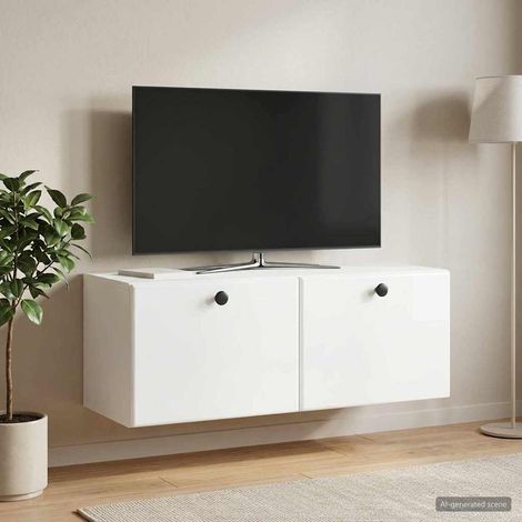Wandmontierter TV-Schrank 78,5 x 31 x 30 cm Hochglanz Weiß (1/5)