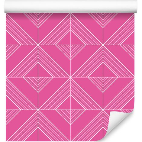 Carta da parati con rombi geometrici, forme delicate, rosa cipria 50x1000 cm (1/5)