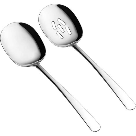 Cuillère À Service - Cuillère Égouttoir - Acier Inoxydable 18/8 - 30,5 cm - Pour Pâtes Salades Ragoûts Purées - Lot De 2 (1/5)