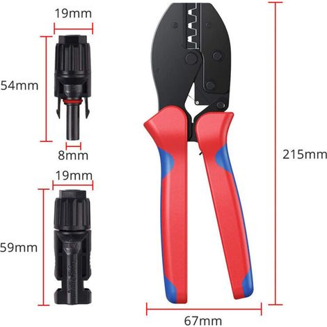 Outils de Sertissage Solaires MC3 MC4 pour Câble PV de Panneau Solaire 2.5/4.0/6.0mm²+20pcs MC4 Mâle Connecteur Câble de Panneau Solaire Femelle+1paire Connecteur de Solaire MC4 Outil de Clé (1/4)