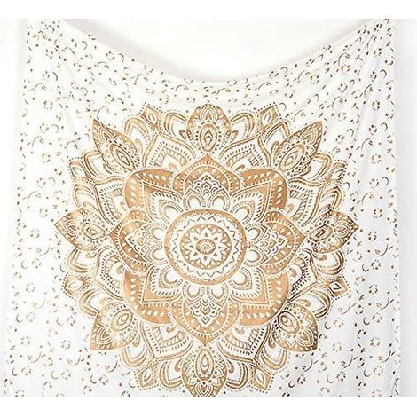 bohemian Hippie Ombre Hanging Pattern Indian Psychedelic Mandala Green 150 X 130 Cm (golden New Ombre) (1/4)