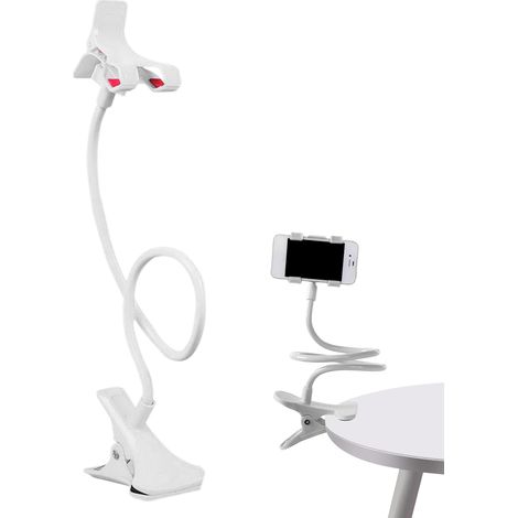Supporto per cellulare a collo d'oca, supporto per telefono a collo d'oca per letto, supporto stabile, regolabile e flessibile, morsetto multifunzionale per letto e tavolo (1/5)