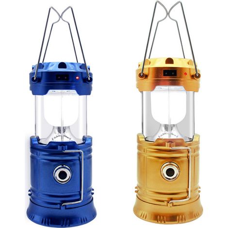 Lampe de tente multifonctionnelle, lampe télescopique portable, idéale pour le camping, jaune et bleue (1/5)