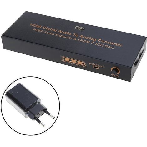 Convertisseur numérique-analogique HD370 DAC optique SPDIF RAC - Compatible HDMI - Prise audio UE (1/4)