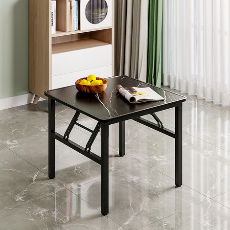 Square 60cm Folding Coffee Table with Marble Effect Top (1/5)
