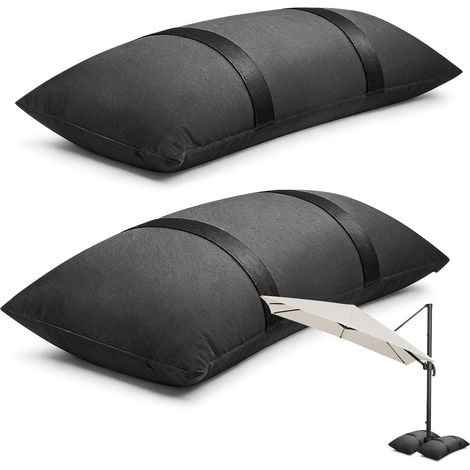 Lot de 2 sacs de sable à lester - 73 x 29 cm - Poids : jusqu'à 20 kg - Pour parasol, séchoir à linge, trampoline, meubles de jardin, tonnelle (1/5)