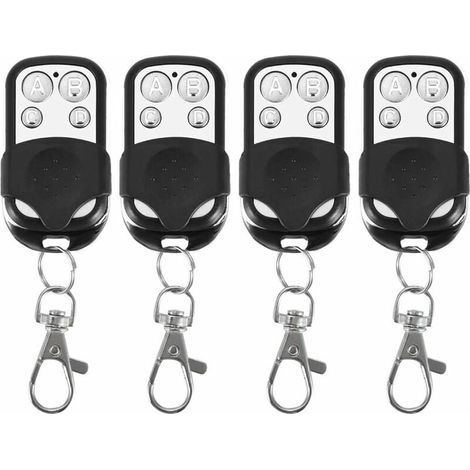 Télécommande radio clonable – 433,92 MHz – 4 canaux – Pour portes de garage automatiques et portails d'allée – Lot de 4 (1/5)