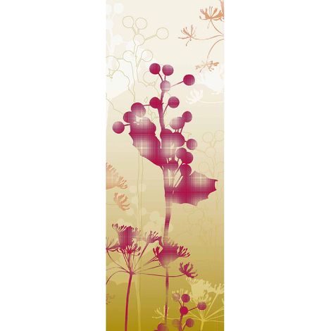 Papier peint panoramique à motif floral | Tapisserie panoramique violette et beige pour chambre | Papier peint panoramique design - 280 x 100 cm (1 pièce) (1/2)