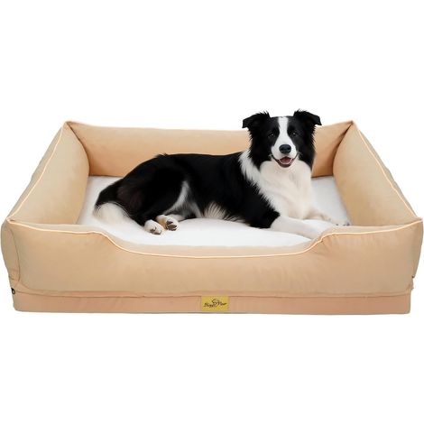 Cuccia per Cane Taglia Grande Letto per Cani Ortopedico Sfoderabile, Beige 105x75,5x21 cm (1/5)