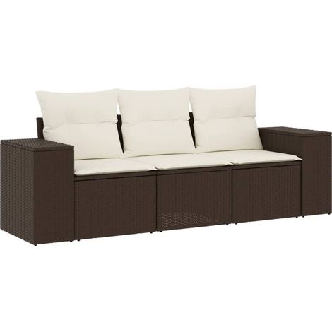 Maison Exclusive - 3-tlg. Garten-Sofagarnitur mit Kissen Braun Po