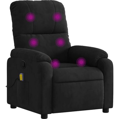 Fauteuil de massage inclinable en tissu microfibre noir (1/5)