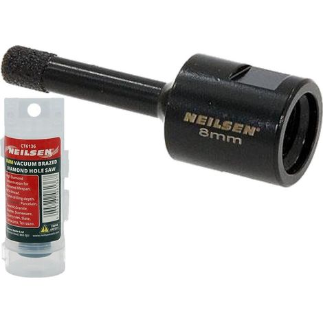 Neilsen 8mm Porcelain Tile Ceramic Stone Diamond Hole Saw Drill Bit M14 Grinder (1/2)