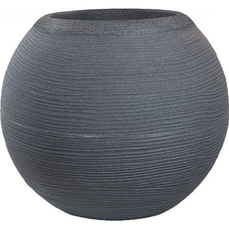 Vase en résine pour plantes d'intérieur et d'extérieur, design sphère ronde d.40x33h Botticelli Gris (1/4)