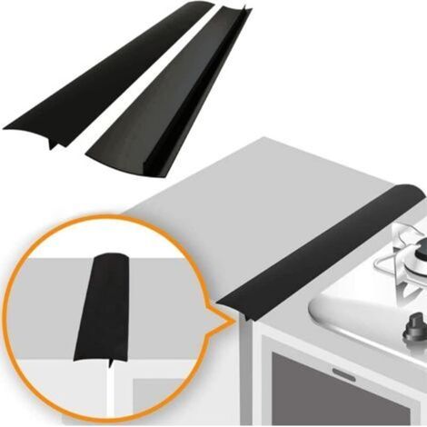 Lot de 2 cache-joints en silicone pour cuisinière, résistants à la chaleur, pour combler les espaces entre la cuisinière et le plan de travail, faciles à nettoyer (53 cm, noir) (1/5)