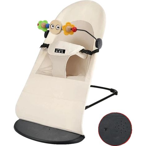Chaise Berçante pour Bébé, Tissu Doux, Légère et Portable, TT004-Blanc (1/2)
