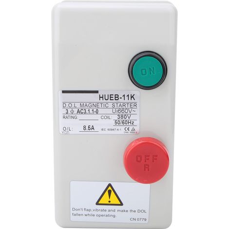 Démarreur magnétique de moteur de commande de type à démarrage direct manuel irréversible 380 V 50/60 Hz (5,5-8,5 A) (1/5)