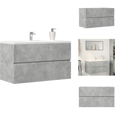 Waschbeckenunterschrank Betongrau 90x38,5x45 cm Holzwerkstoff - Badezimmerschrank - Badezimmerschränke - Badmöbel - Badschrank (1/5)