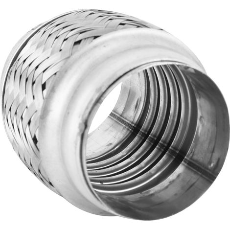 Tuyau d'échappement ondulé universel, tuyau flexible tressé en acier inoxydable, 2,5 pouces de diamètre, 4 pouces de longueur. (1/5)