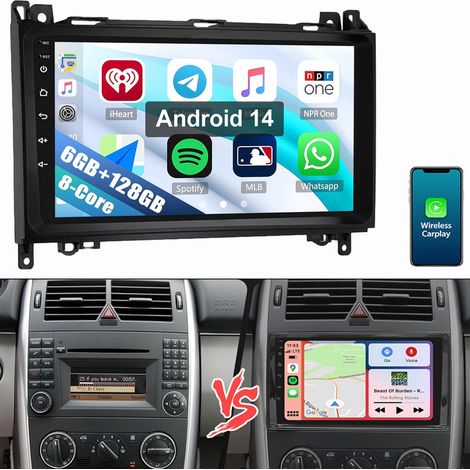 8 cœurs Autoradio Android 14 pour Mercedes W169 W639 Vito Viano W906 Sprinter 6+128G
