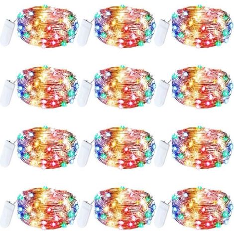 Guirlande Lumineuse - Multicolore - 2M - 12 LED - Pile - Imperméable (1/4)