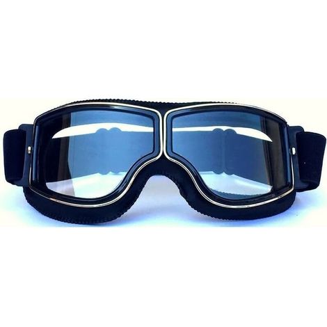 Lunettes de Moto et Jet Lunettes de Protection Masques de Moto 18x8cm (Cadre noir + lentille transparente) (1/5)