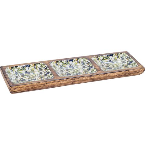 Signes Grimalt Plateau d'huile avec bols et plateaux  Plateau brun rectangulaire - 3x36x10cm