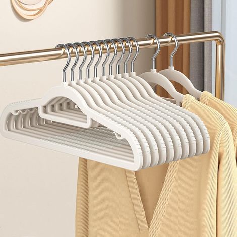 10er-Set Kleiderbügel aus Kunststoff, gummierte Kunststoffkleiderbügel, rutschfeste Kleiderbügel, 360° drehbarer Haken, platzsparend, Kleiderbügel mit Antirutschrille