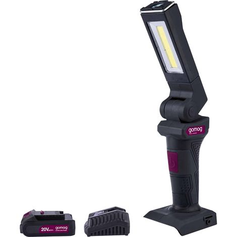 Gomag Akku Arbeitsleuchte GO-AL20 Lampe Brushed 300Lm 20V 2,0 Ah Starterkit (1/5)