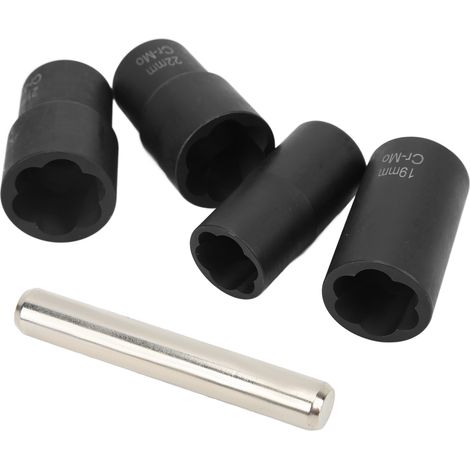 Set bestehend aus 5 1/2-Zoll-Schrauben- und Mutternausdrehern, 17-22-mm-Schlagstecknüssen, Demontagewerkzeug für die Kfz-Wartung, robuster Griff. (1/5)