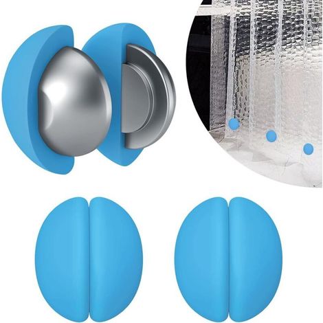 Paire unique d'aimants puissants pour rideau de douche - Revêtement en silicone anti-rayure, résistant à l'eau et anti-vent (1/5)