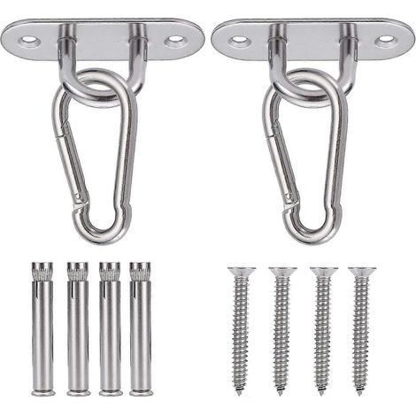 Lot de 2 crochets de plafond robustes en acier inoxydable pour béton et bois. Convient pour hamac de yoga, chaise suspendue, sac de frappe, etc. Capacité de charge : [à compléter] (1/4)