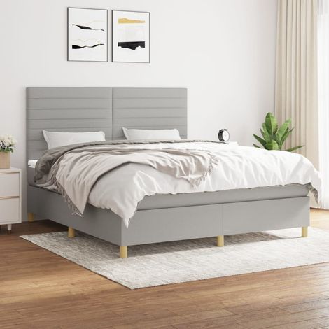Boxspringbett mit Matratze Hellgrau 160x200 cm Stoff (1/5)